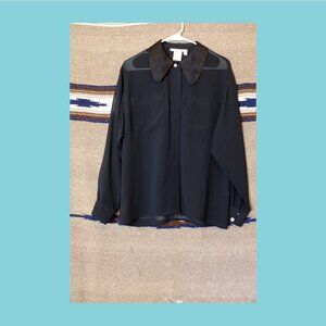 COMO sheer collared romantic vintage blouse medium size 8